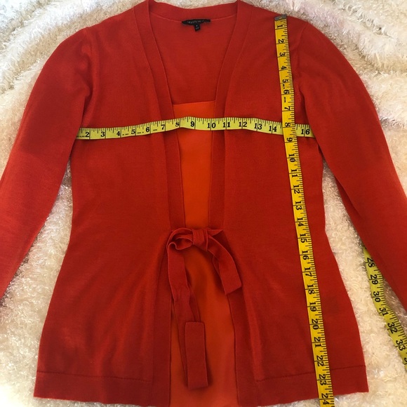 Like New Cashmere Silk red 2 in 1 cardigan Sweater size small SP Lafayette 148 - Picture 7 of 7